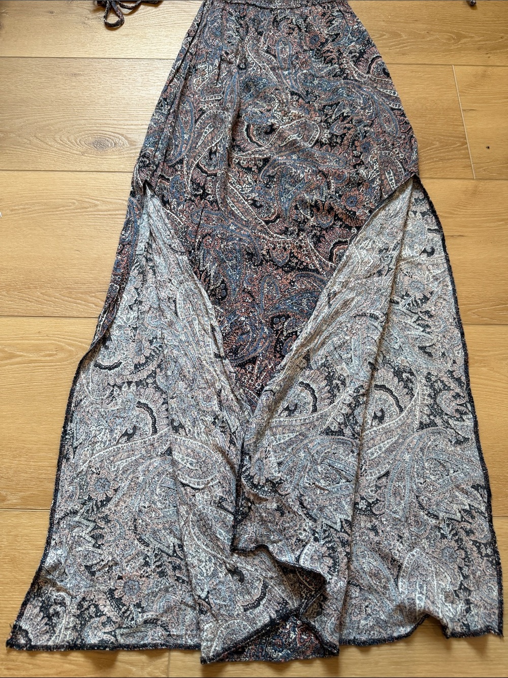 American Eagle Blue Boho Paisley Cold-Shoulder Maxi Dress - Picture 8 of 8